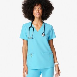 Figs Neon Blue Casma Top